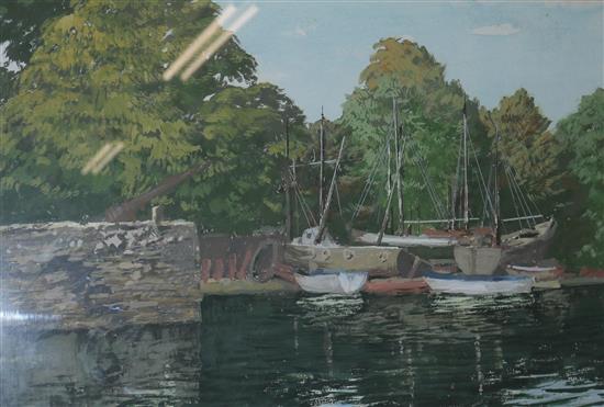 M.W. Hawes River and boatyard 37 x 56cm